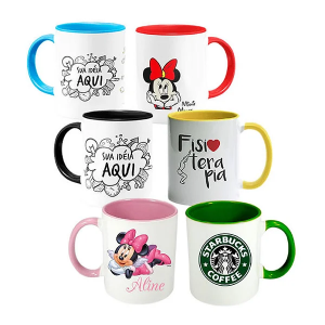 Caneca Colorida Personalizada Porcelana 96x150mm colorida Sublimação  