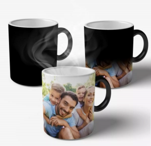 Caneca Mágica Personalizada Porcelana Termosensível 96x150mm Preta Brilho Sublimação  